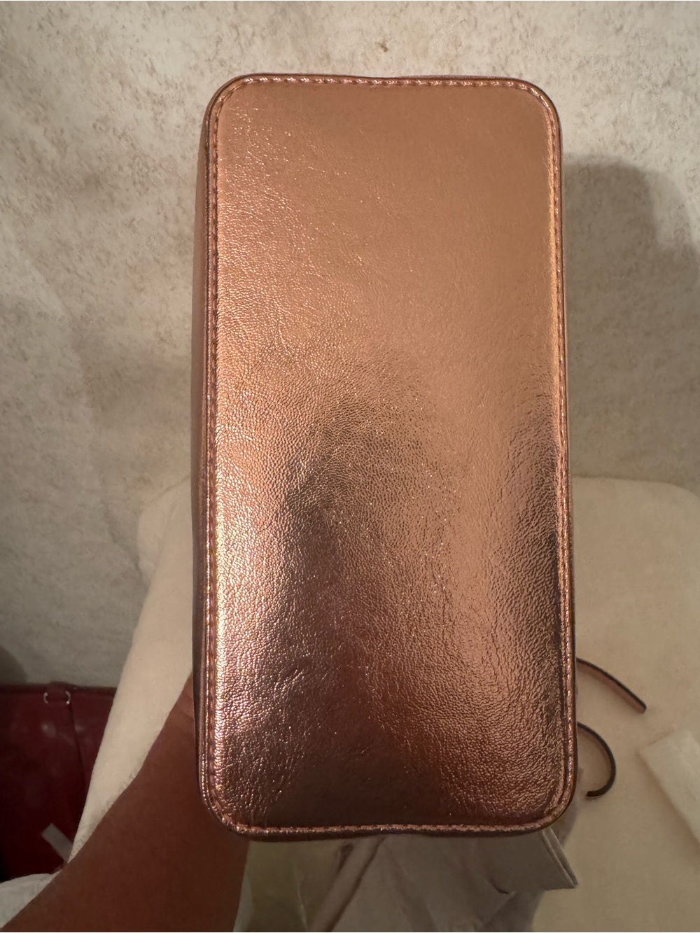 Michael Kors Metallic PrimRose Gold Leather Satchel with MK Charm - Picture 7 of 8